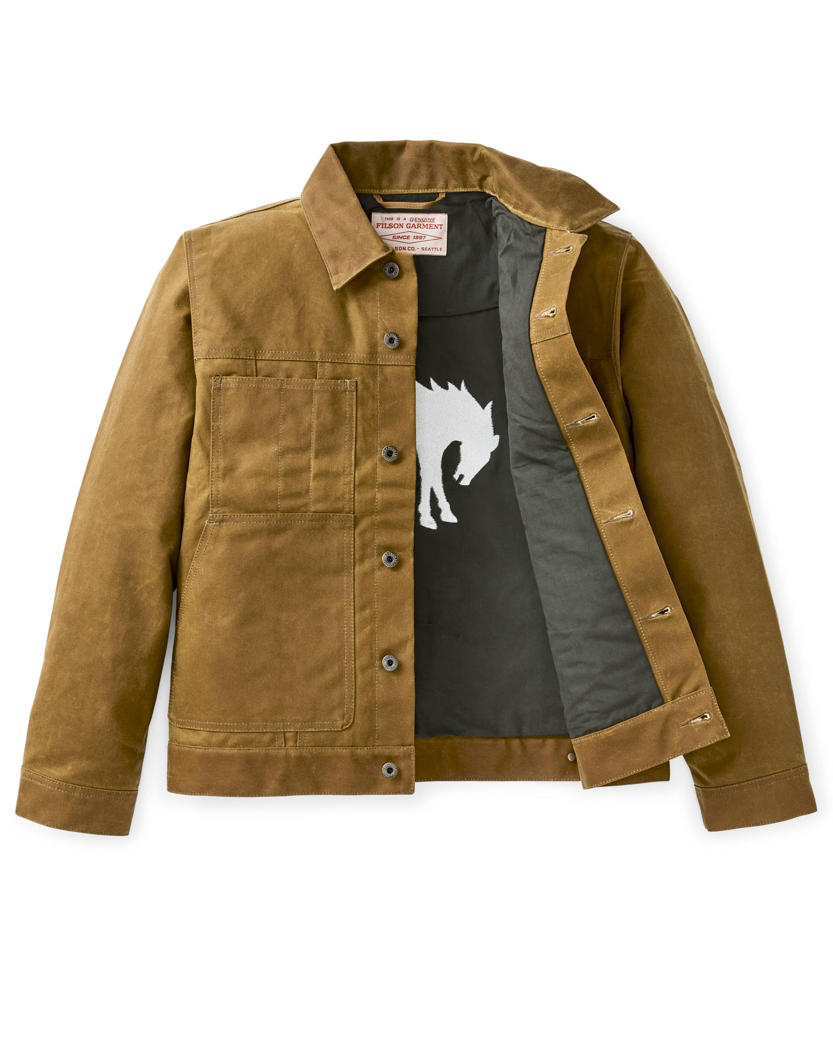 Bronco Filson Embroidered Tin Cloth Short Lined Cruiser - Dark Tan - Image 3