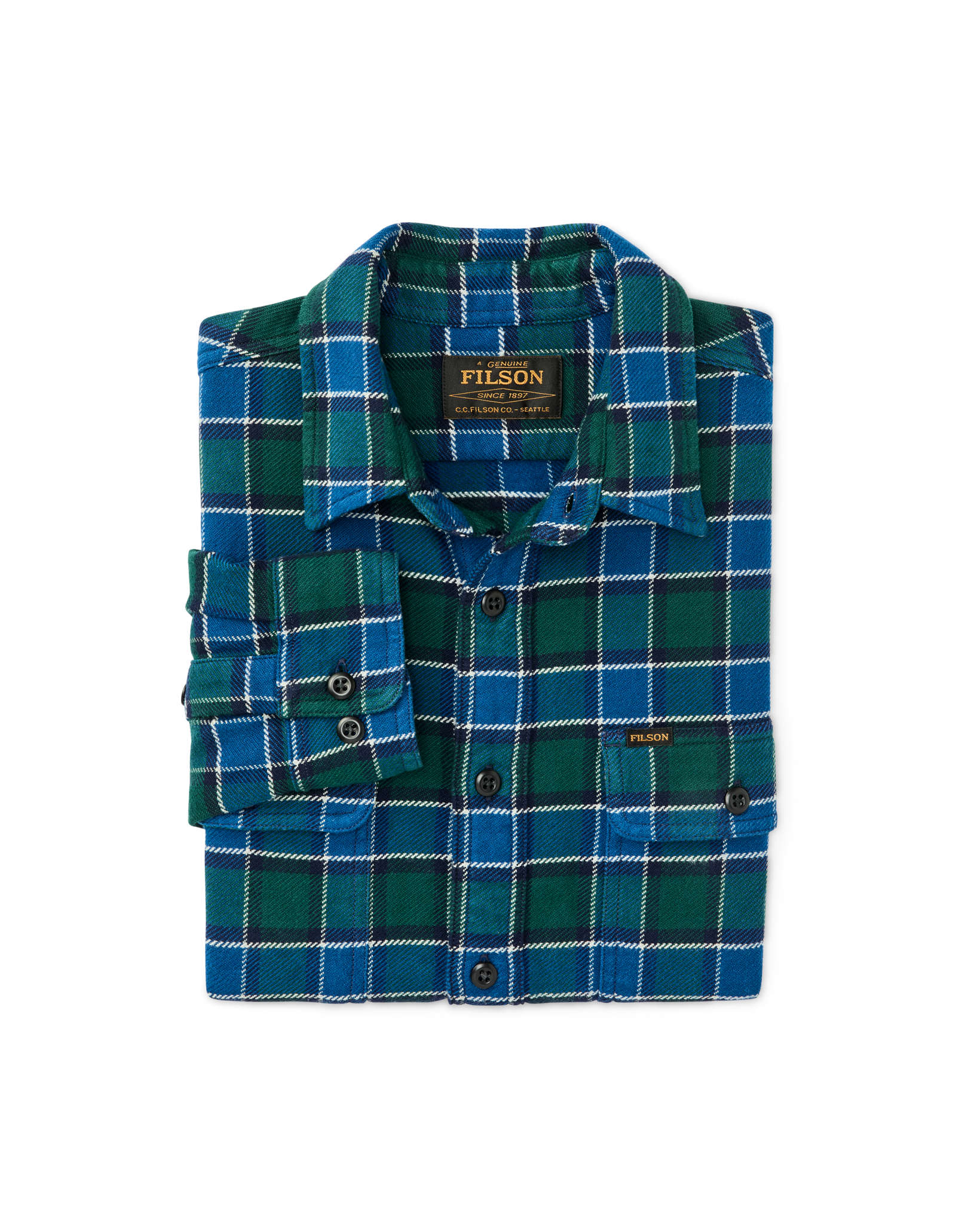 Vintage Flannel Work Shirt - Blue / Green Plaid - Image 7