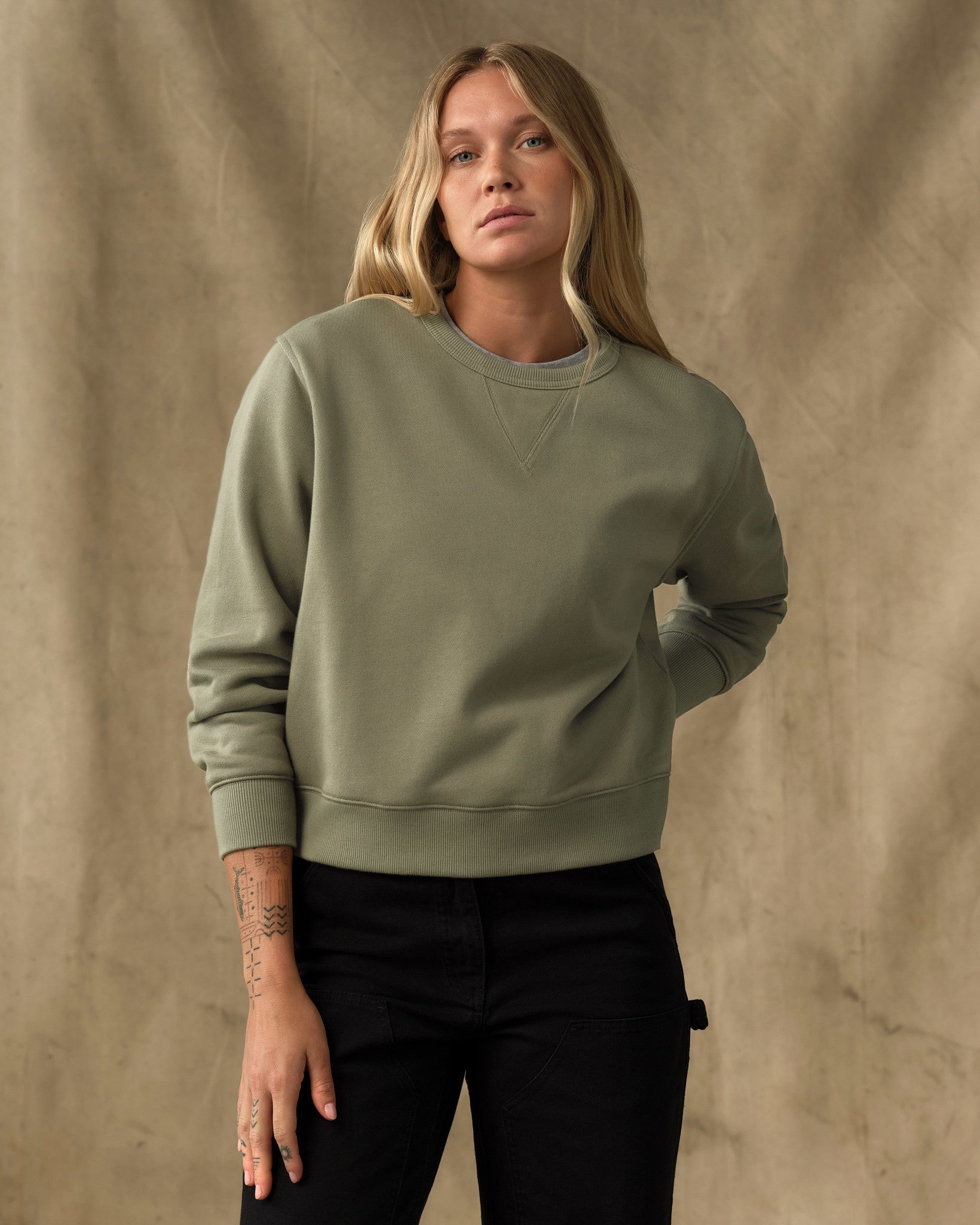 Women's French Terry Crewneck - Olive Branch - Image 4