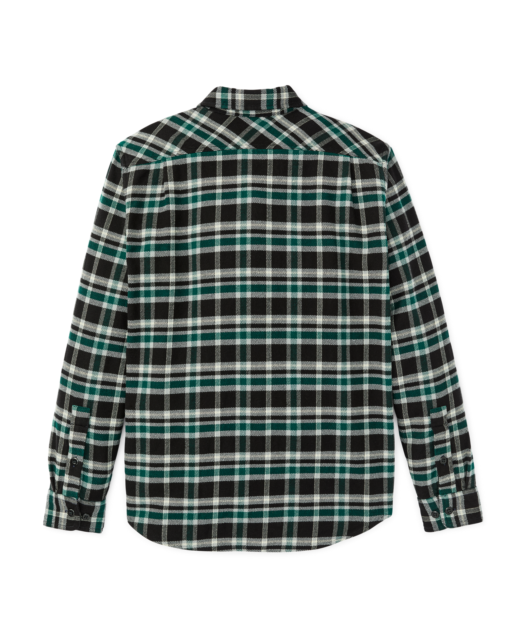 Vintage Flannel Work Shirt - Black / Green Plaid - Image 5