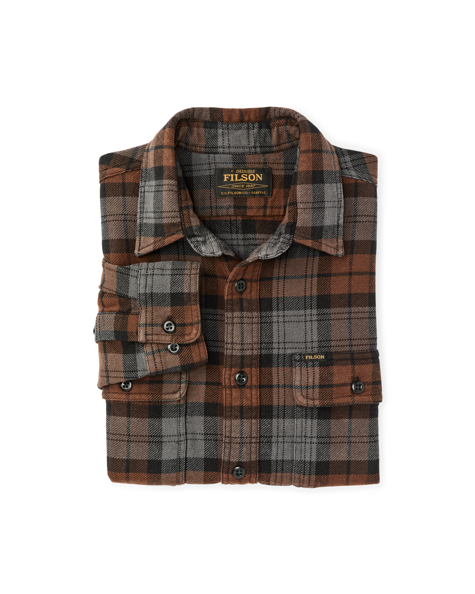 Vintage Flannel Work Shirt - Brown / Charcoal Plaid - Image 5