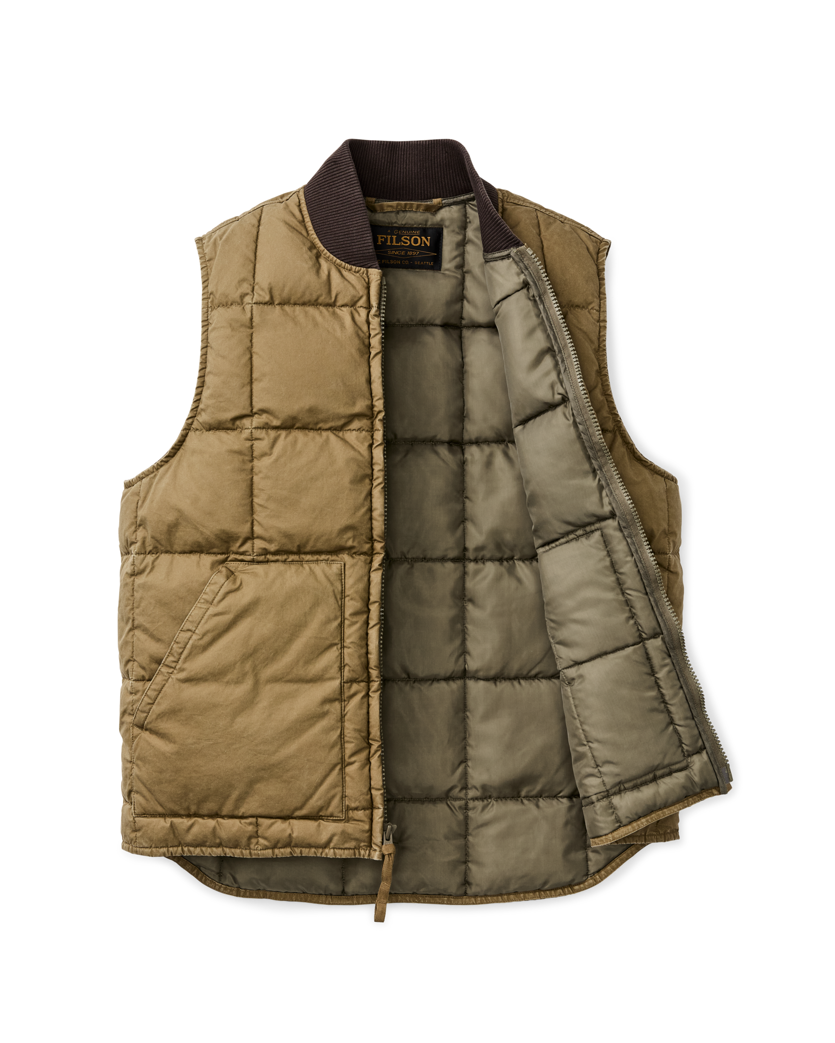 Heritage Cotton Down Vest - Light Brown - Image 5