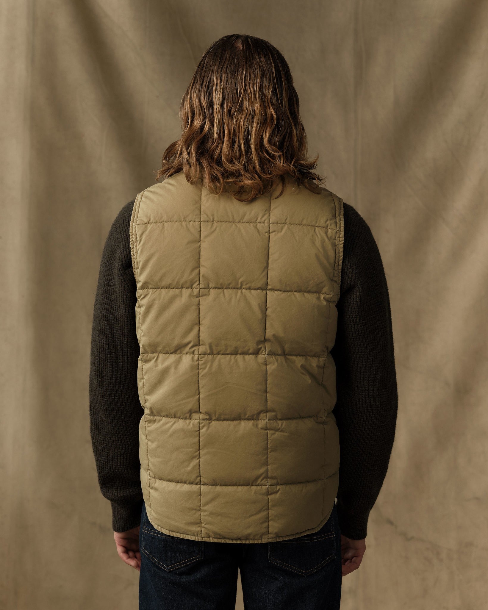 Heritage Cotton Down Vest - Light Brown - Image 2
