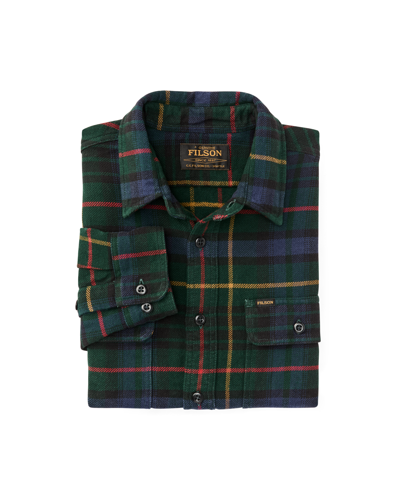 Vintage Flannel Work Shirt - Green / Navy Plaid - Image 7