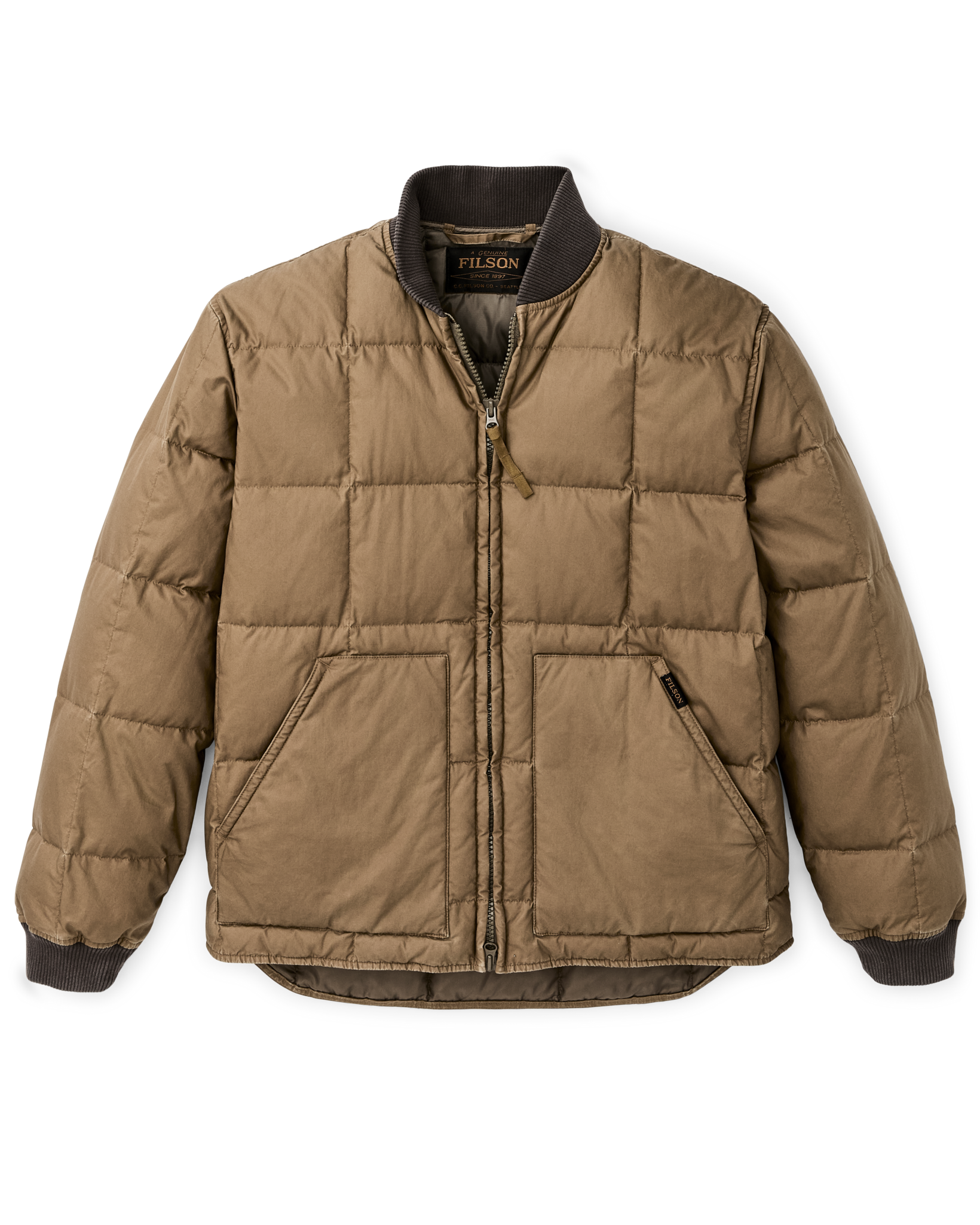 Heritage Cotton Down Jacket - Light Brown - Image 4