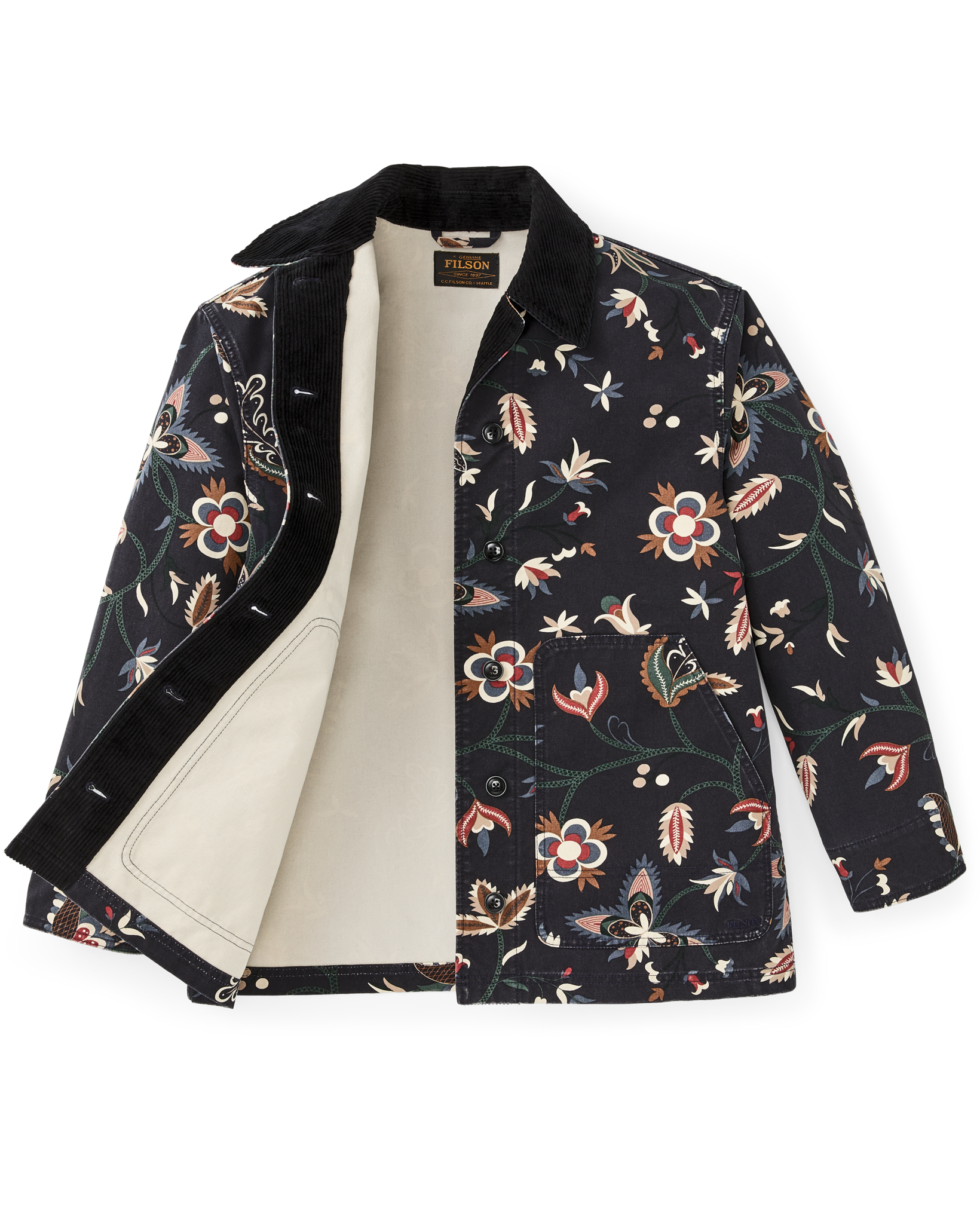 Women's Canvas Barn Coat - India Ink Print - Image 5
