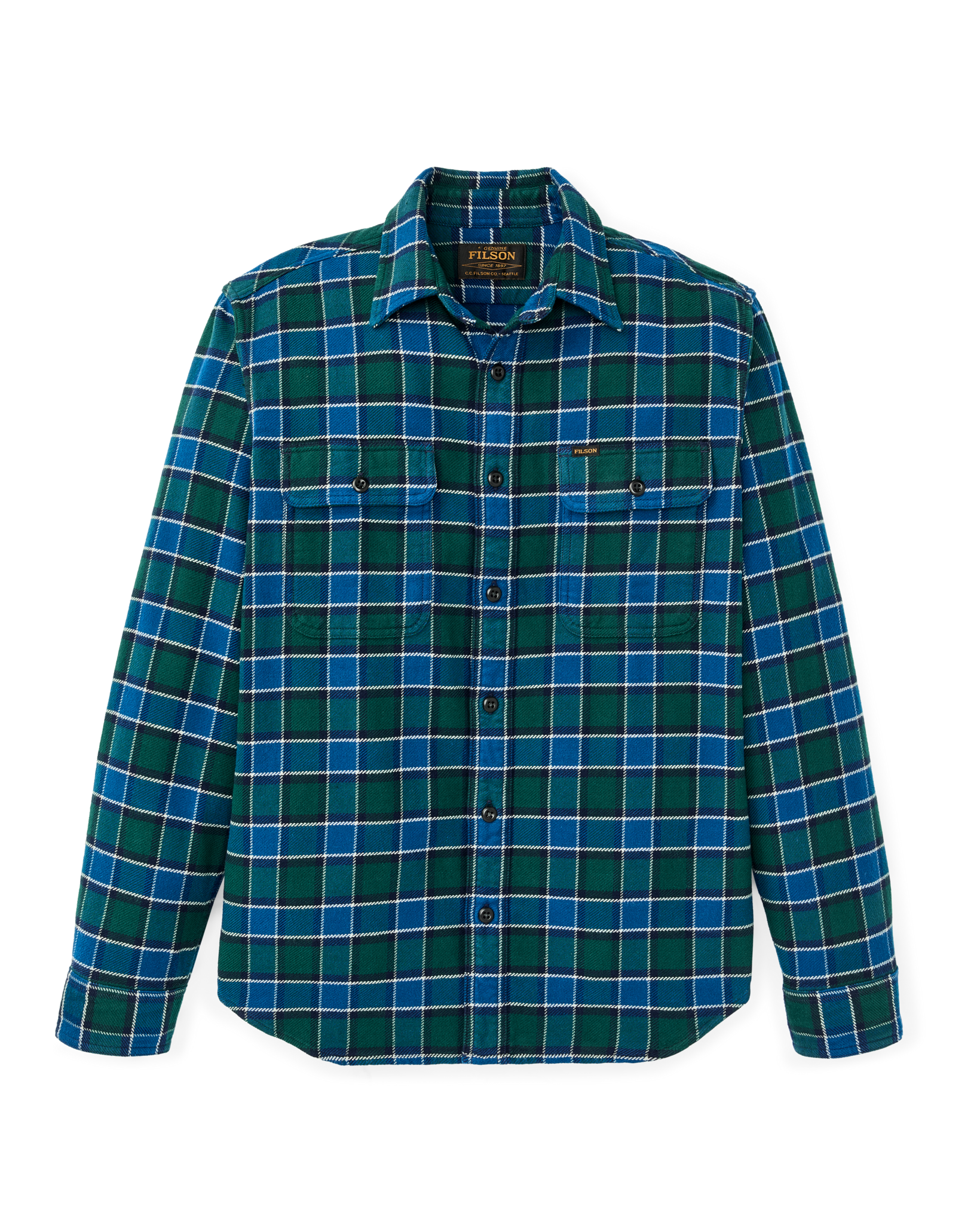Vintage Flannel Work Shirt - Blue / Green Plaid - Image 4