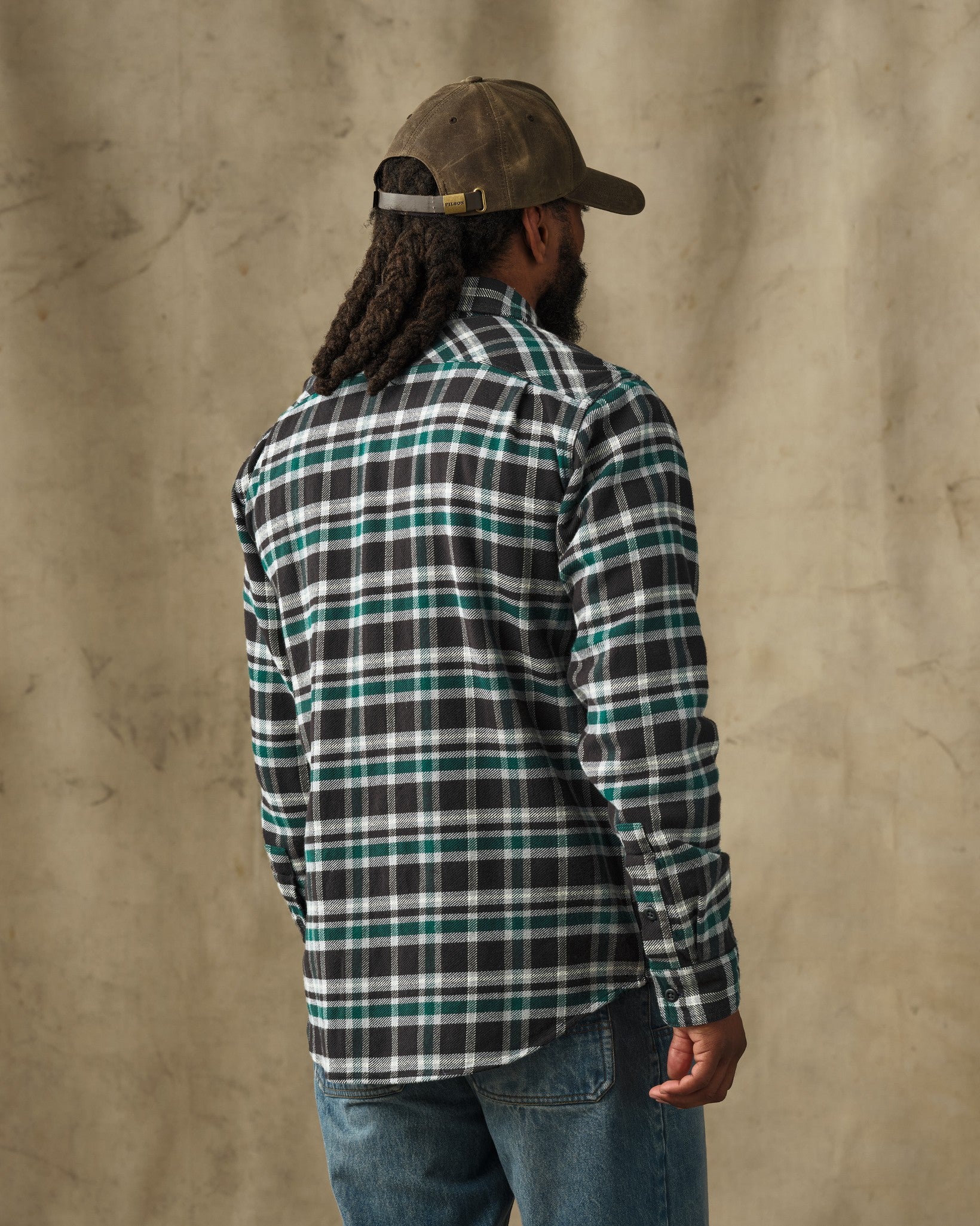 Vintage Flannel Work Shirt - Black / Green Plaid - Image 2
