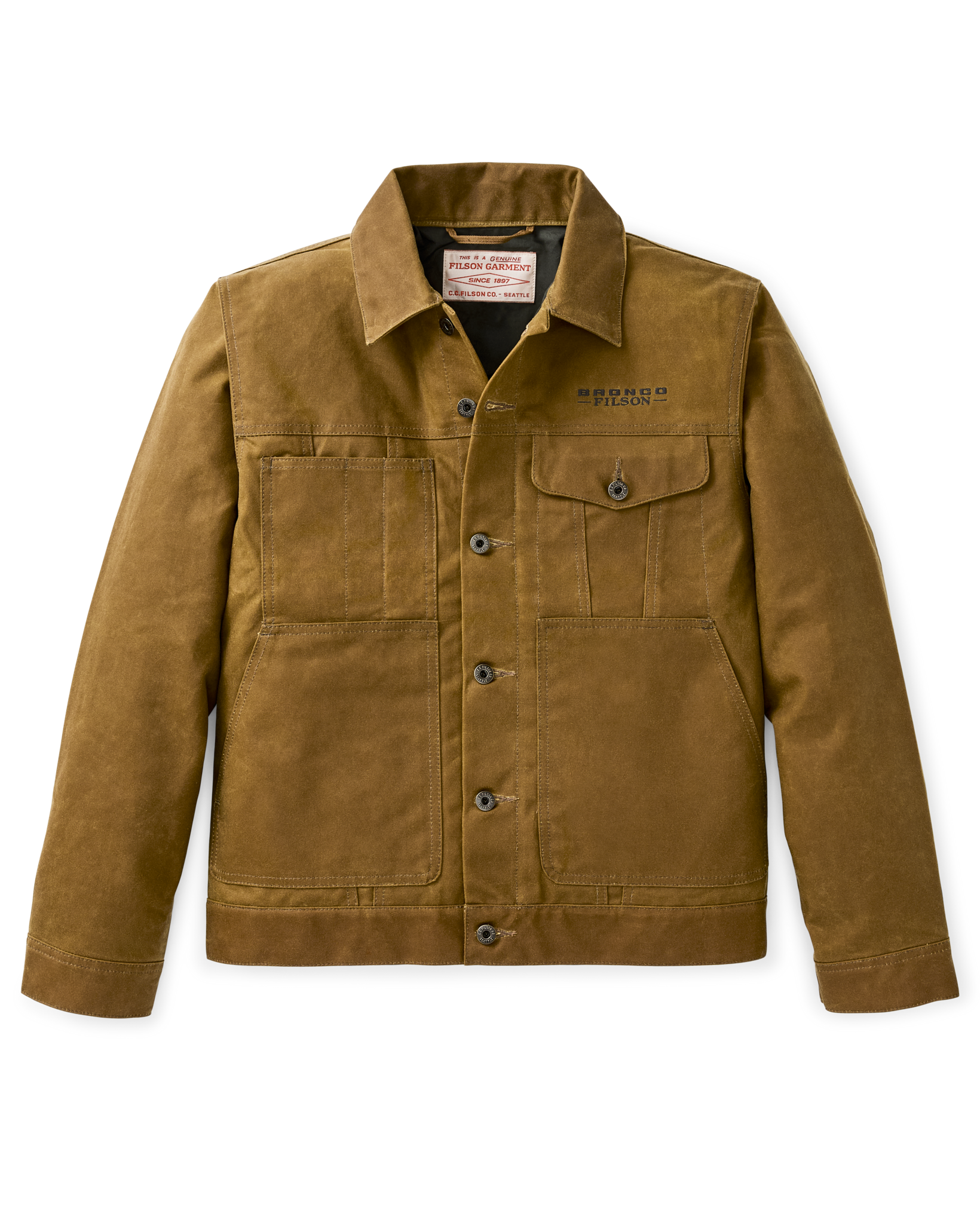 Bronco Filson Embroidered Tin Cloth Short Lined Cruiser - Dark Tan - Image 2