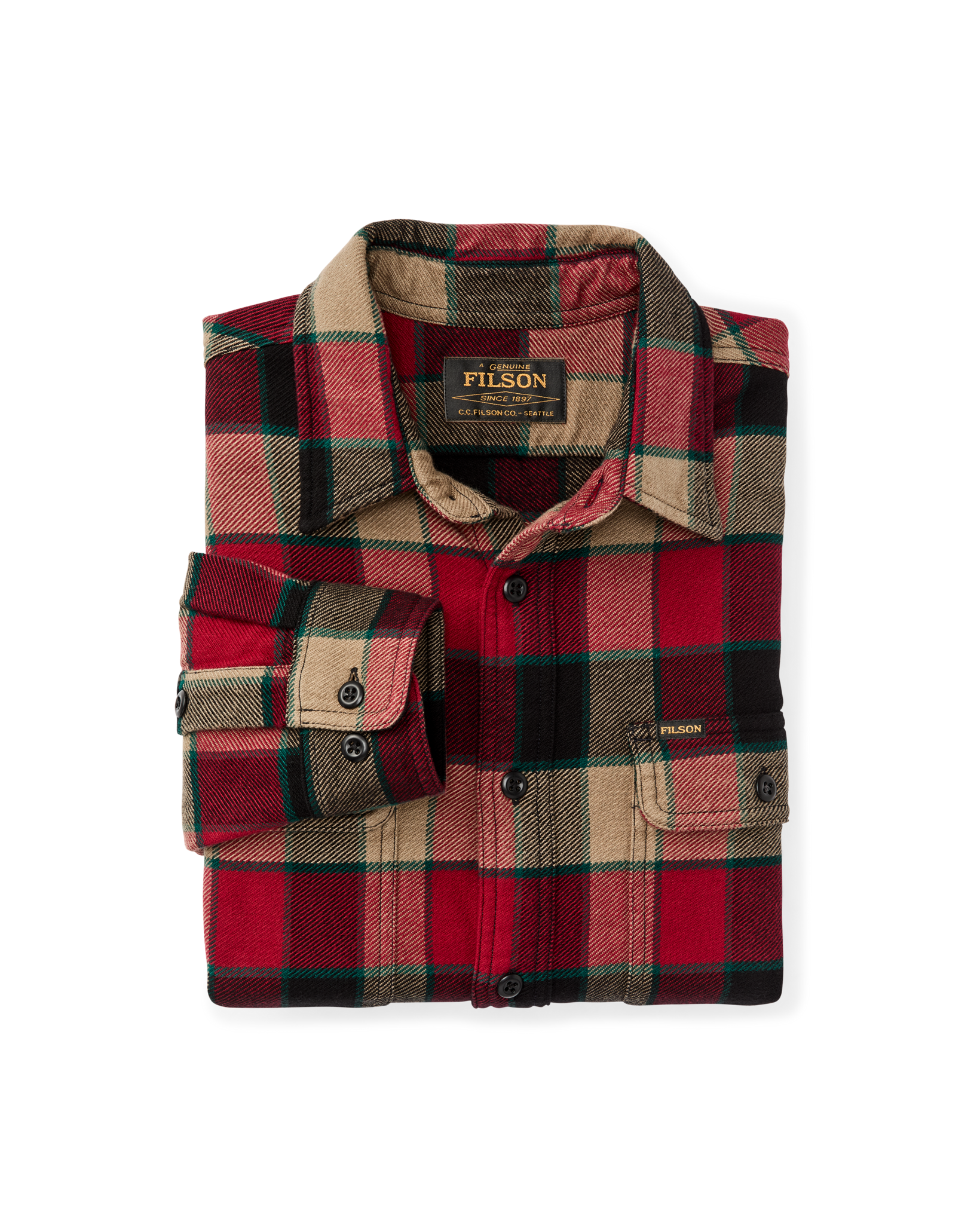 Vintage Flannel Work Shirt - Red / Cream Plaid - Image 6