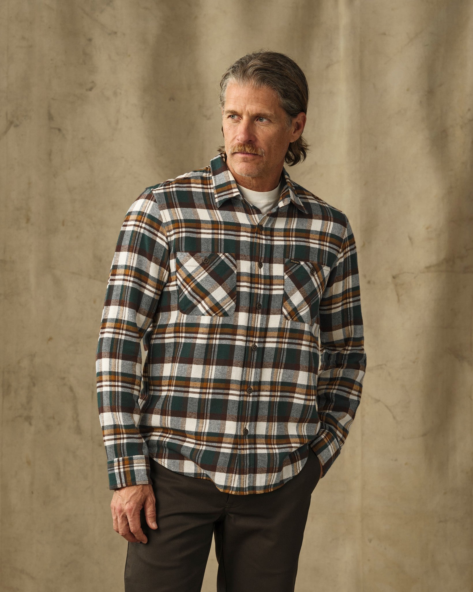 Rangeland Flannel Shirt - Green / Bronze Plaid